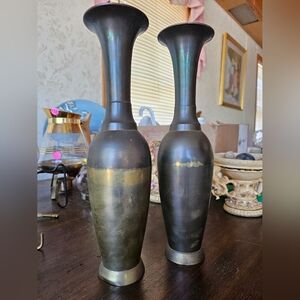 Vintage set of brass vases
